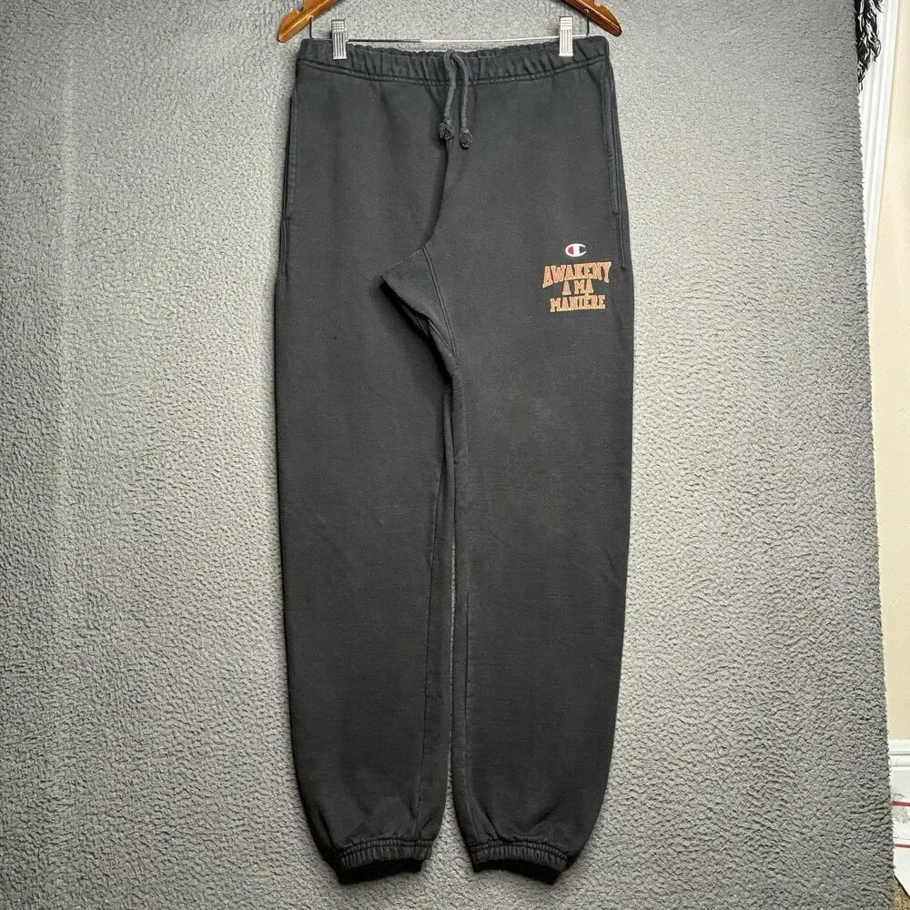 Champion x A Ma Maniere x Awake NY Sweatpants Black Size Small Drawstring